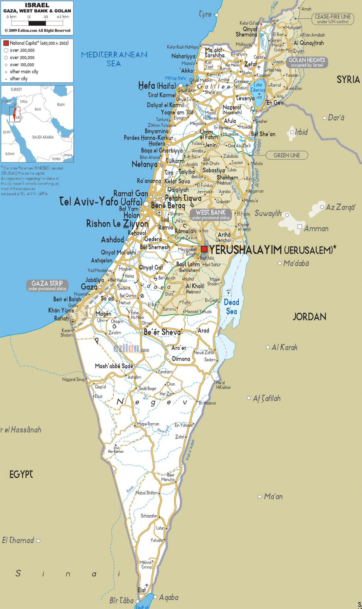 karta Izraela cesta