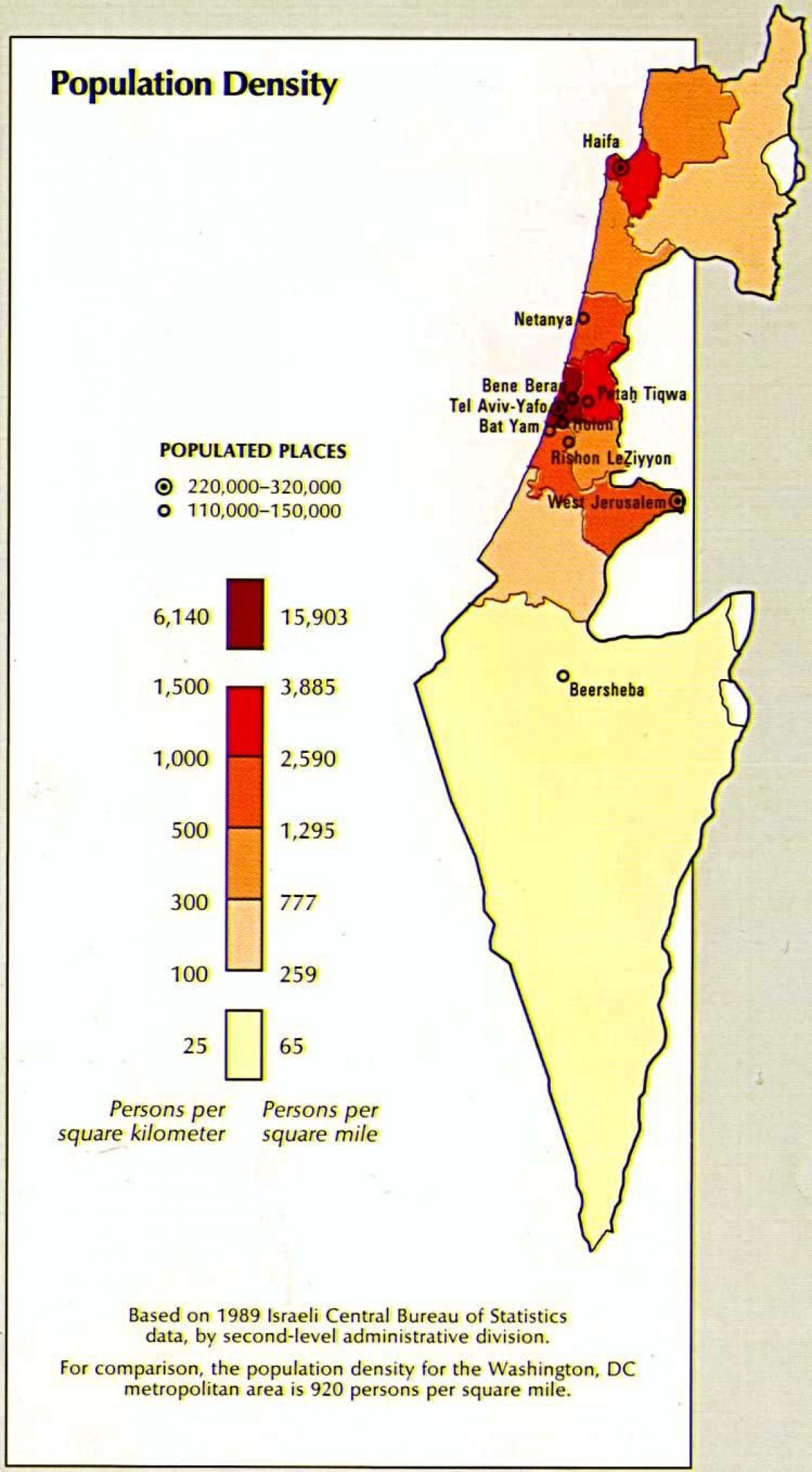 karta Izraela stanovništva