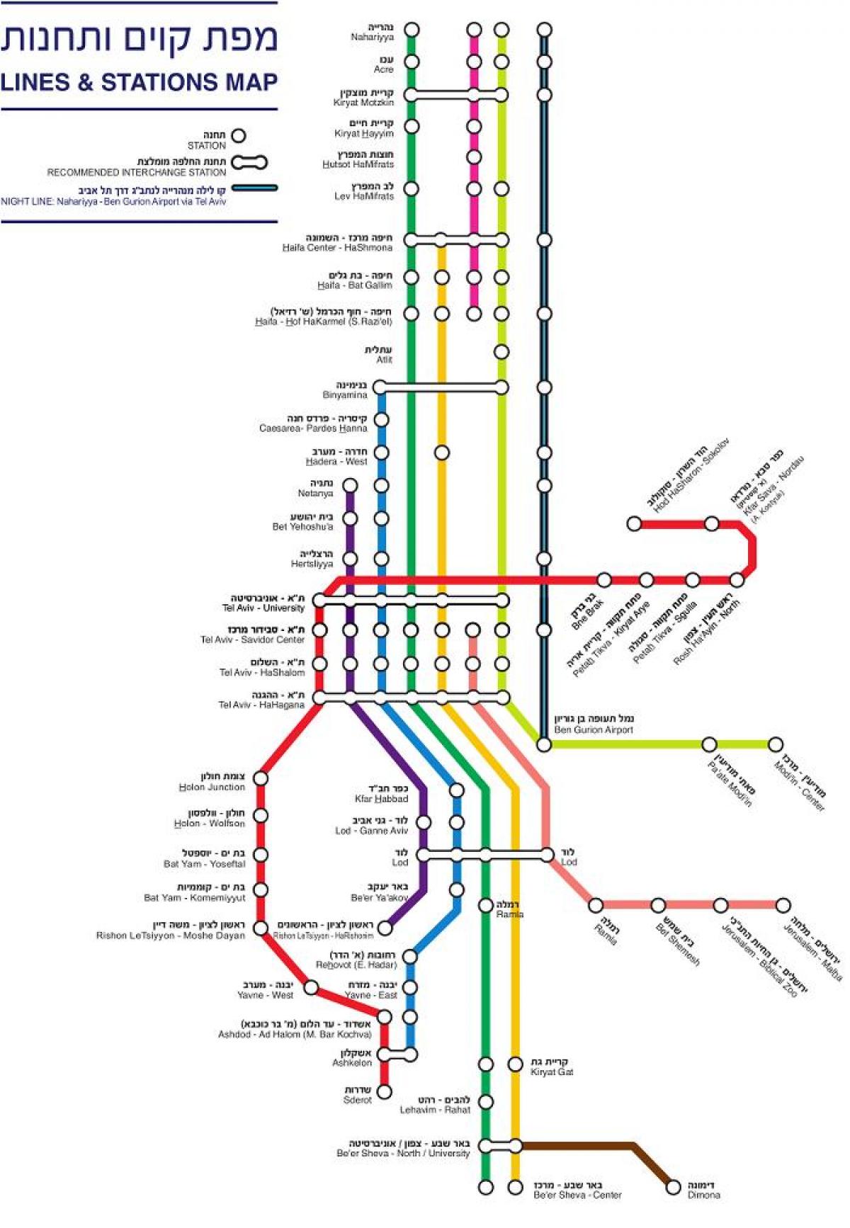 karta Izraela na vlak